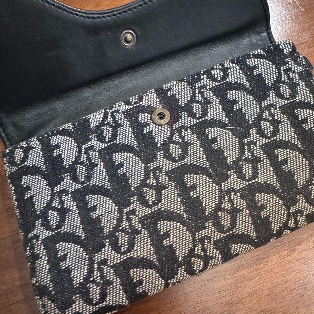 Dior Monogram Canvas Flap Wallet in Black & Beige - Picture 5 of 7